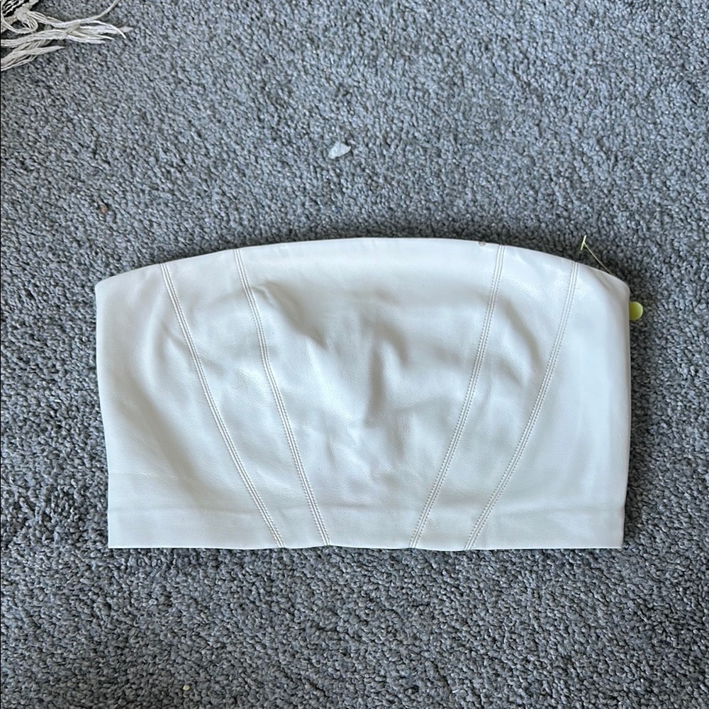 Zara Cream faux Leather Bandeau